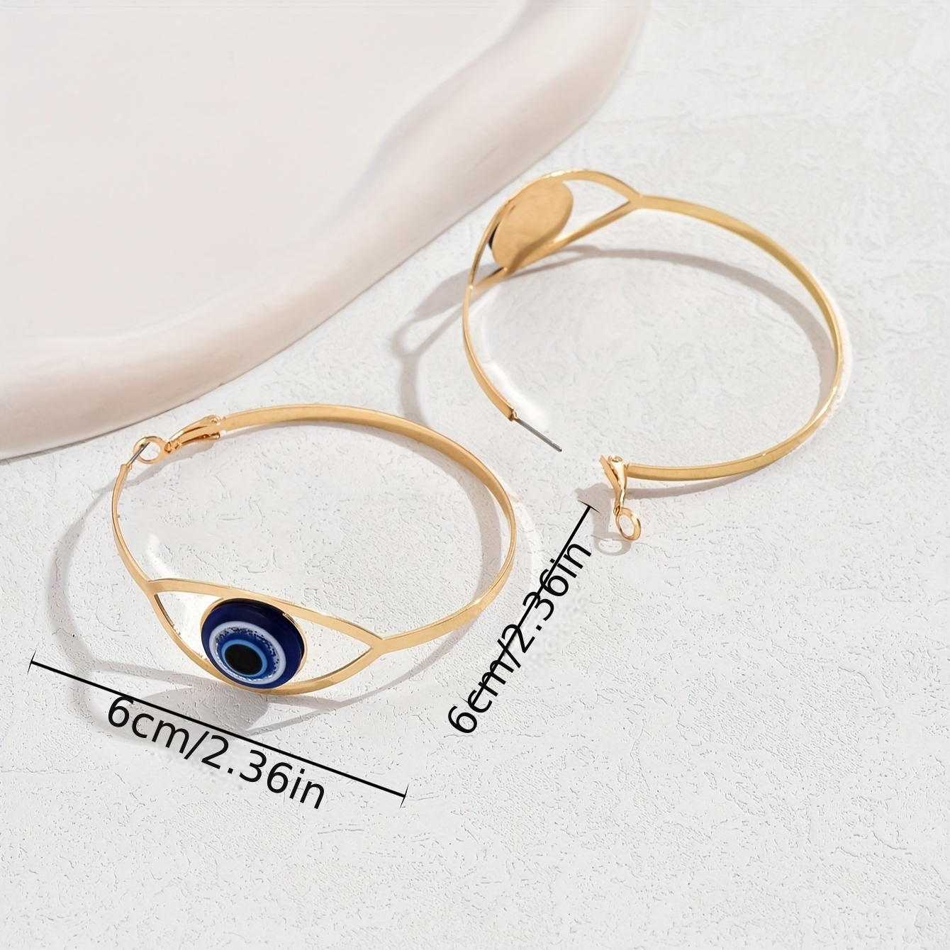 Geometric Hoop Earrings Devil Eye Decor
